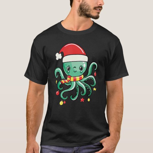 Cute Squid Santa Xmas Octopus Pajama Family Chris T-Shirt (Vorderseite)
