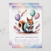 Cute Squirrel Birthday Invitation Woodland Boho Einladung (Vorne/Hinten)