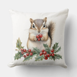 Cute Squirrel Christmas Throw Pillow Kissen