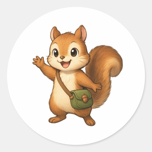 Cute Squirrel Illustration – Okojo and Friends Runder Aufkleber (Vorderseite)