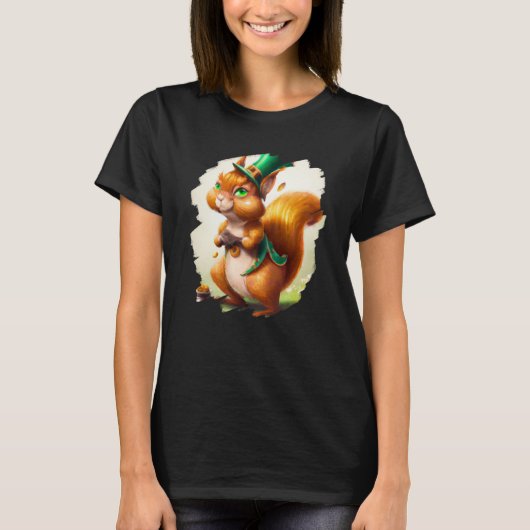 Cute Squirrel Leprechaun St Patricks Day Squirrel  T-Shirt (Vorderseite)