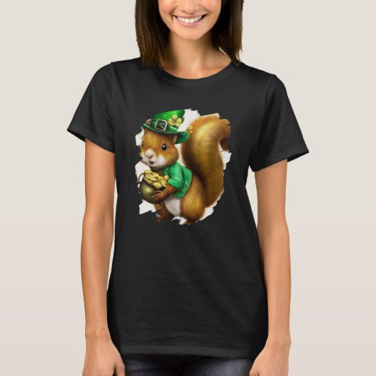 Cute Squirrel Leprechaun St Patricks Day Squirrel T-Shirt (Vorderseite)