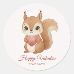 Cute Squirrel with Heart Valentine's Day Runder Aufkleber