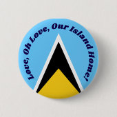 Cute St Lucian Flag Blue Yellow Anthem Phrase Text Button (Vorderseite)