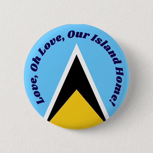 Cute St Lucian Flag Blue Yellow Anthem Phrase Text Button (Vorderseite)
