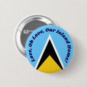 Cute St Lucian Flag Blue Yellow Anthem Phrase Text Button (Vorne & Hinten)