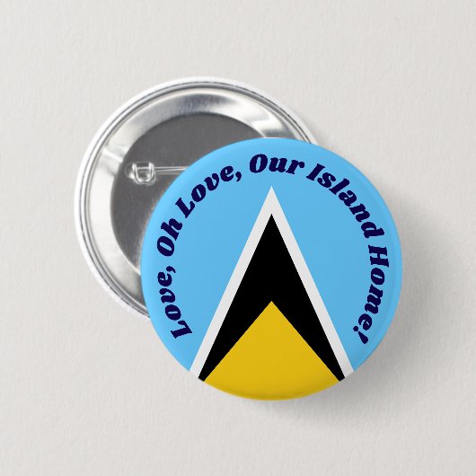 Cute St Lucian Flag Blue Yellow Anthem Phrase Text Button (Vorne & Hinten)
