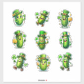 Cute St. Patrick’s Day Pickle Characters Aufkleber (Blatt)