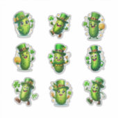 Cute St. Patrick’s Day Pickle Characters Aufkleber (Vorderseite)
