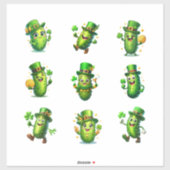 Cute St. Patrick’s Day Pickle Characters Aufkleber (Blatt)