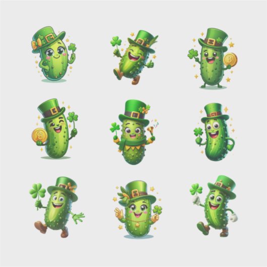 Cute St. Patrick’s Day Pickle Characters Aufkleber (Vorderseite)