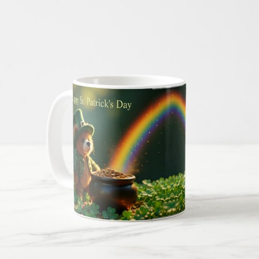 Cute St. Patrick’s Day Teddy Bear Kaffeetasse (Vorderseite Links)