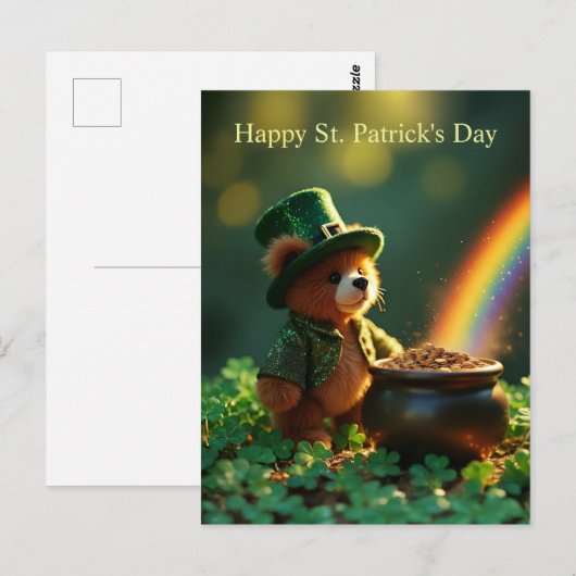 Cute St. Patrick’s Day Teddy Bear Postkarte (Vorne/Hinten)