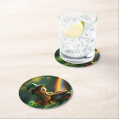 Cute St. Patrick’s Day Teddy Bear Runder Pappuntersetzer (Vor Ort)