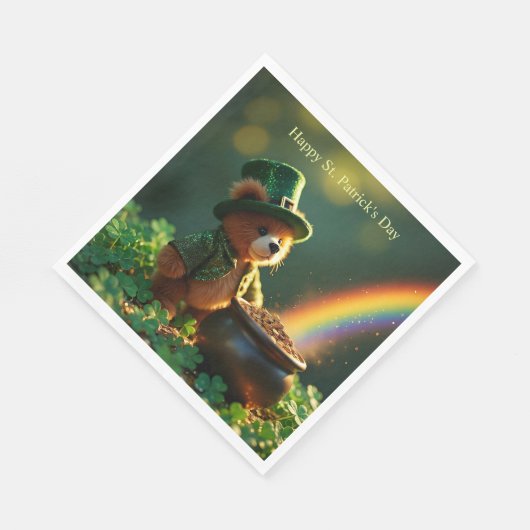 Cute St. Patrick’s Day Teddy Bear Serviette (Ecke)