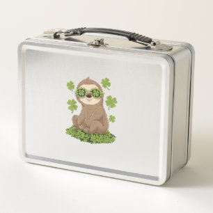 Cute St. Patrick's Day Faultier Lepricorn Shamrock Metall Brotdose