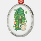Cute St Patricks Day Gnome Drinking Coffee Ornament Aus Metall (Links)