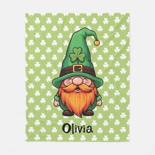 Cute St. Patrick's Day Lucky Leprechaun Gnome  Fleecedecke (Vorderseite)