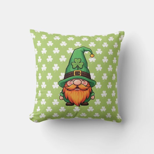 Cute St. Patrick's Day Lucky Leprechaun Gnome  Kissen (Vorderseite)