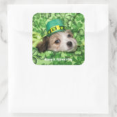 Cute St. Patrick's Day Puppy Quadratischer Aufkleber (Tasche)