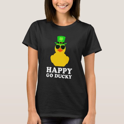 Cute St Patrick's Day Rubber Duck Sunglasses Hat P T-Shirt (Vorderseite)