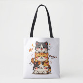 Cute Stack Cats Hi Meow Tasche (Vorderseite)