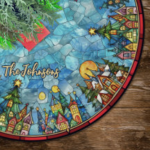 Cute stained glass houses custom christmas
