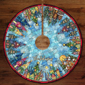 Cute stained glass houses custom christmas polyester weihnachtsbaumdecke