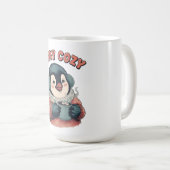Cute Stay Cozy Penguin Drinking Hot Cocoa T-Shirt Kaffeetasse (VorderseiteRechts)