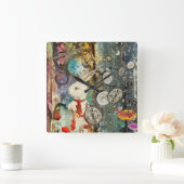 Cute steampunk Alice Wonderland white rabbit Quadratische Wanduhr (Zuhause)