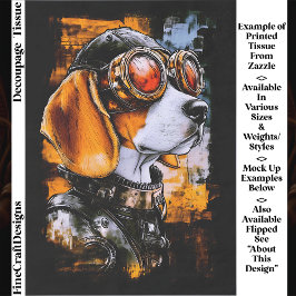 Cute Steampunk Beagle Dog Aviator EZ1R Decoupage Seidenpapier