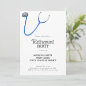Cute Stethoscope Doctor Nurse Retirement Einladung (Stehend Vorderseite)