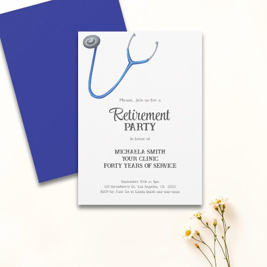 Cute Stethoscope Doctor Nurse Retirement Einladung