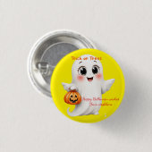 Cute sticker happy Halloween with adjustable text  Button (Vorne & Hinten)