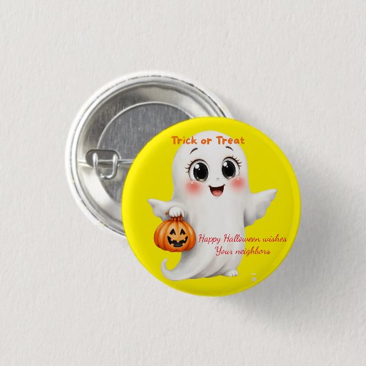 Cute sticker happy Halloween with adjustable text  Button (Vorne & Hinten)