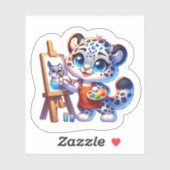 Cute Stickers Kawaii Snow Leopard Painter Sticker (Blatt)