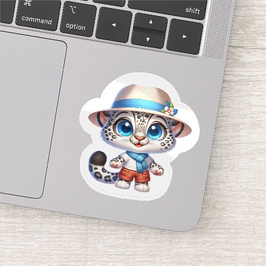 Cute Stickers Kawaii Snow Leopard Summer Travel Aufkleber (Detail)