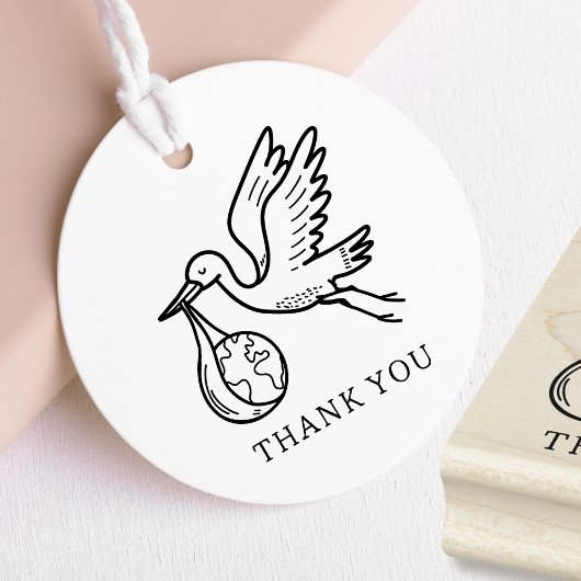 Cute Stork Baby Shower Thank You Gummistempel