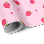 Cute Strawberries Hearts Love Berries Valentines Geschenkpapier (Rolleneckpunkt)