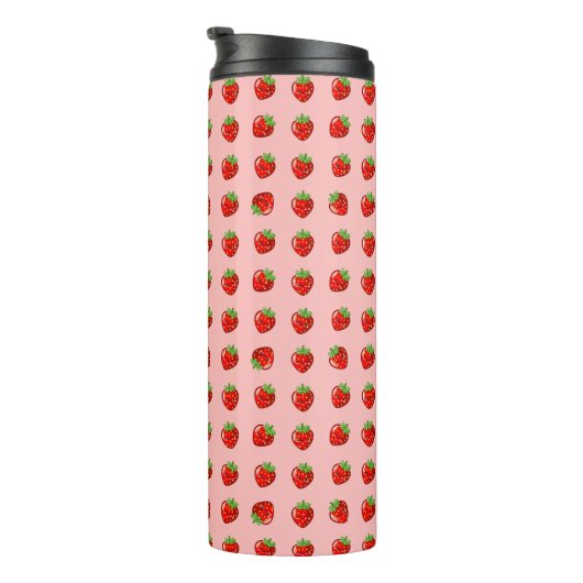 Cute Strawberries Pattern – Adorable Fruit  Thermosbecher (Nach rechts gedreht)