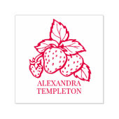 Cute Strawberries with Leaves Name Permastempel (Design)