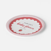 Cute Strawberry Baby Shower Paper Plate Pappteller (Schrägansicht)