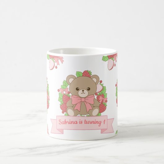 Cute Strawberry Bear Birthday Mug Kaffeetasse (Mittel)