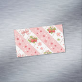 cute strawberry bow floral seamless pattern design magnetische visitenkarte (Beispiel)