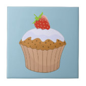 Cute Strawberry Bun Blue Fliese (Vorderseite)