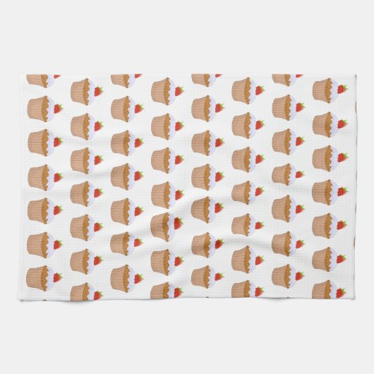 Cute Strawberry Bun Pattern Geschirrtuch (Horizontal)