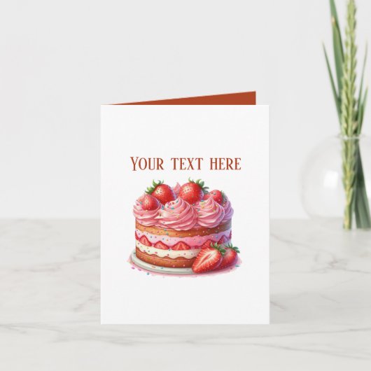 Cute strawberry cake Bakery vendors customizable Karte (Vorderseite)
