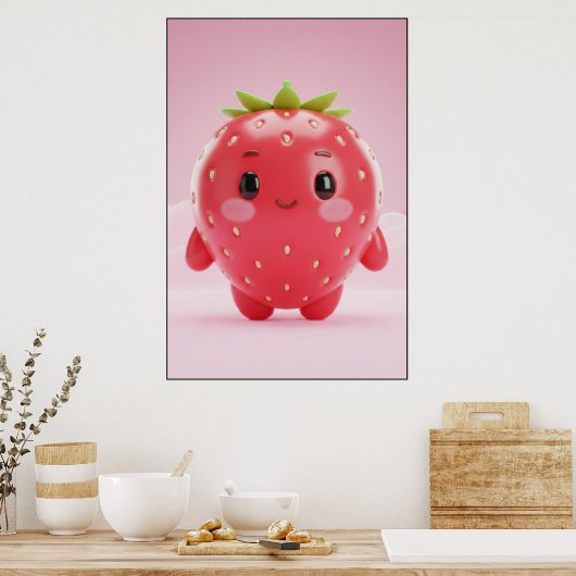 Cute Strawberry Character Poster Art (Küche)