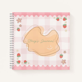 Cute Strawberry Checkered Personalized Journal Notizblock