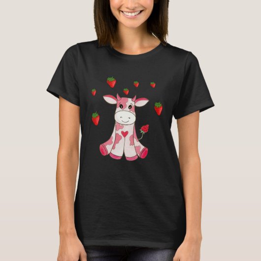 Cute Strawberry Cow Fruit T-Shirt (Vorderseite)